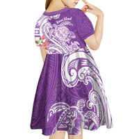 Aloha Kauai Island Personalized Kid Short Sleeve Dress Lilac Dreamy Turtle