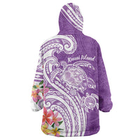 Aloha Kauai Island Personalized Wearable Blanket Hoodie Lilac Dreamy Turtle