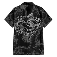 Hawaii Father's Day Vintage Lei Family Matching Off The Shoulder Long Sleeve Dress and Hawaiian Shirt Hauoli la Makuakane - Black