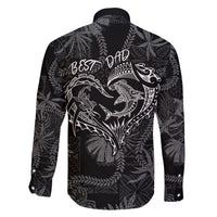 Hawaii Father's Day Vintage Lei Family Matching Off Shoulder Maxi Dress and Hawaiian Shirt Hauoli la Makuakane - Black