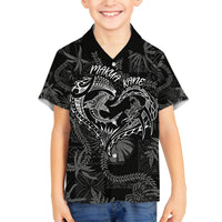 Hawaii Father's Day Vintage Lei Family Matching Puletasi and Hawaiian Shirt Hauoli la Makuakane - Black LT7 Son's Shirt Black - Polynesian Pride