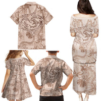 Hawaii Father's Day Vintage Lei Family Matching Puletasi and Hawaiian Shirt Hauoli la Makuakane - Beige LT7 - Polynesian Pride