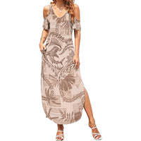 Hawaii Father's Day Vintage Lei Summer Maxi Dress Hauoli la Makuakane - Beige