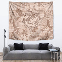 Hawaii Father's Day Vintage Lei Tapestry Hauoli la Makuakane - Beige