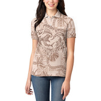 Hawaii Father's Day Vintage Lei Women Polo Shirt Hauoli la Makuakane - Beige LT7 - Polynesian Pride