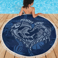 Hawaii Father's Day Vintage Lei Beach Blanket Hauoli la Makuakane - Blue