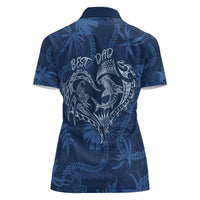 Hawaii Father's Day Vintage Lei Women Polo Shirt Hauoli la Makuakane - Blue LT7 - Polynesian Pride