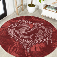 Hawaii Father's Day Vintage Lei Round Carpet Hauoli la Makuakane - Red