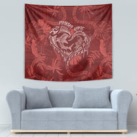 Hawaii Father's Day Vintage Lei Tapestry Hauoli la Makuakane - Red