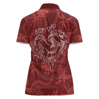 Hawaii Father's Day Vintage Lei Women Polo Shirt Hauoli la Makuakane - Red LT7 - Polynesian Pride