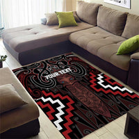 Maori Taiaha Whakairo Personalized Area Rug Red Poutama Motifs