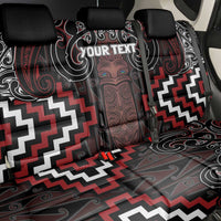 Maori Taiaha Whakairo Personalized Back Car Seat Cover Red Poutama Motifs