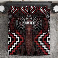 Maori Taiaha Whakairo Personalized Bedding Set Red Poutama Motifs