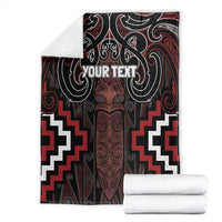 Maori Taiaha Whakairo Personalized Blanket Red Poutama Motifs