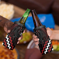 Maori Taiaha Whakairo Personalized 4 in 1 Can Cooler Tumbler Red Poutama Motifs