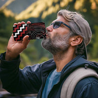 Maori Taiaha Whakairo Personalized 4 in 1 Can Cooler Tumbler Red Poutama Motifs