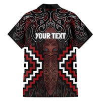 Maori Taiaha Whakairo Personalized Family Matching Off The Shoulder Long Sleeve Dress and Hawaiian Shirt Red Poutama Motifs LT7 - Polynesian Pride