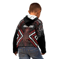 Maori Taiaha Whakairo Personalized Kid Hoodie Red Poutama Motifs