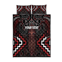 Maori Taiaha Whakairo Personalized Quilt Bed Set Red Poutama Motifs