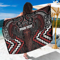 Maori Taiaha Whakairo Personalized Sarong Red Poutama Motifs