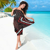 Maori Taiaha Whakairo Personalized Sarong Red Poutama Motifs
