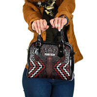 Maori Taiaha Whakairo Personalized Shoulder Handbag Red Poutama Motifs