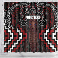 Maori Taiaha Whakairo Personalized Shower Curtain Red Poutama Motifs