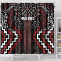 Maori Taiaha Whakairo Personalized Shower Curtain Red Poutama Motifs