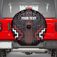 Maori Taiaha Whakairo Personalized Spare Tire Cover Red Poutama Motifs