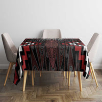 Maori Taiaha Whakairo Personalized Tablecloth Red Poutama Motifs