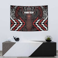 Maori Taiaha Whakairo Personalized Tapestry Red Poutama Motifs