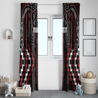 Maori Taiaha Whakairo Personalized Window Curtain Red Poutama Motifs