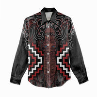 Maori Taiaha Whakairo Personalized Women Casual Shirt Red Poutama Motifs LT7 - Polynesian Pride