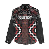 Maori Taiaha Whakairo Personalized Women Casual Shirt Red Poutama Motifs LT7 - Polynesian Pride