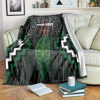 Maori Taiaha Pounamu Whakairo Personalized Blanket Jade Poutama Motifs