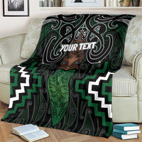 Maori Taiaha Pounamu Whakairo Personalized Blanket Jade Poutama Motifs