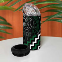 Maori Taiaha Pounamu Whakairo Personalized 4 in 1 Can Cooler Tumbler Jade Poutama Motifs