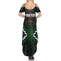Maori Taiaha Pounamu Whakairo Personalized Family Matching Summer Maxi Dress and Hawaiian Shirt Jade Poutama Motifs
