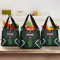 Maori Taiaha Pounamu Whakairo Personalized Grocery Bag Jade Poutama Motifs