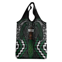 Maori Taiaha Pounamu Whakairo Personalized Grocery Bag Jade Poutama Motifs