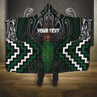 Maori Taiaha Pounamu Whakairo Personalized Hooded Blanket Jade Poutama Motifs