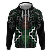 Maori Taiaha Pounamu Whakairo Personalized Hoodie Jade Poutama Motifs