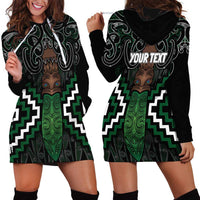 Maori Taiaha Pounamu Whakairo Personalized Hoodie Dress Jade Poutama Motifs