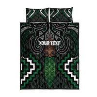 Maori Taiaha Pounamu Whakairo Personalized Quilt Bed Set Jade Poutama Motifs