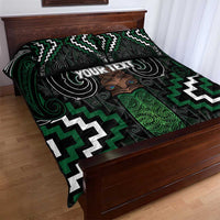 Maori Taiaha Pounamu Whakairo Personalized Quilt Bed Set Jade Poutama Motifs