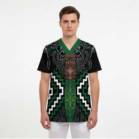 Maori Taiaha Pounamu Whakairo Personalized Scrub Top Jade Poutama Motifs - Polynesian Pride