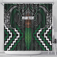 Maori Taiaha Pounamu Whakairo Personalized Shower Curtain Jade Poutama Motifs