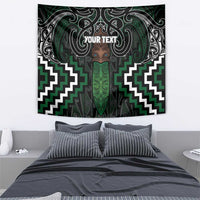 Maori Taiaha Pounamu Whakairo Personalized Tapestry Jade Poutama Motifs