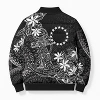 Black Kuki Airani Tapakau Bomber Puffer Jacket Tribal Anchor Mix Tiare