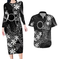 Black Kuki Airani Tapakau Couples Matching Long Sleeve Bodycon Dress and Hawaiian Shirt Tribal Anchor Mix Tiare LT7 Black - Polynesian Pride